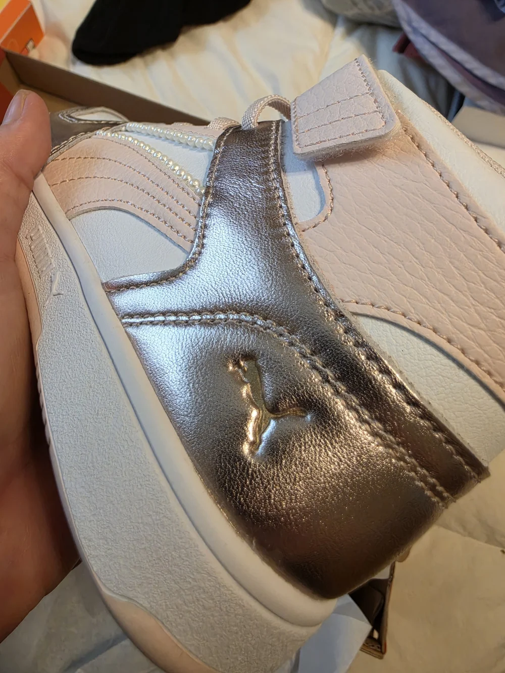 PUMA Kids' Pink & Silver High-Top Sneakers
